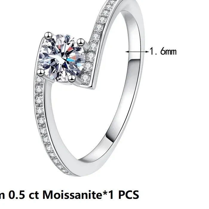 Authentic Apaison 5 mm 0.5 ct Moissanite Wedding Engagement Party Ring 925 Sterling Silver Jewelry Rings For Women With GRA Certificate