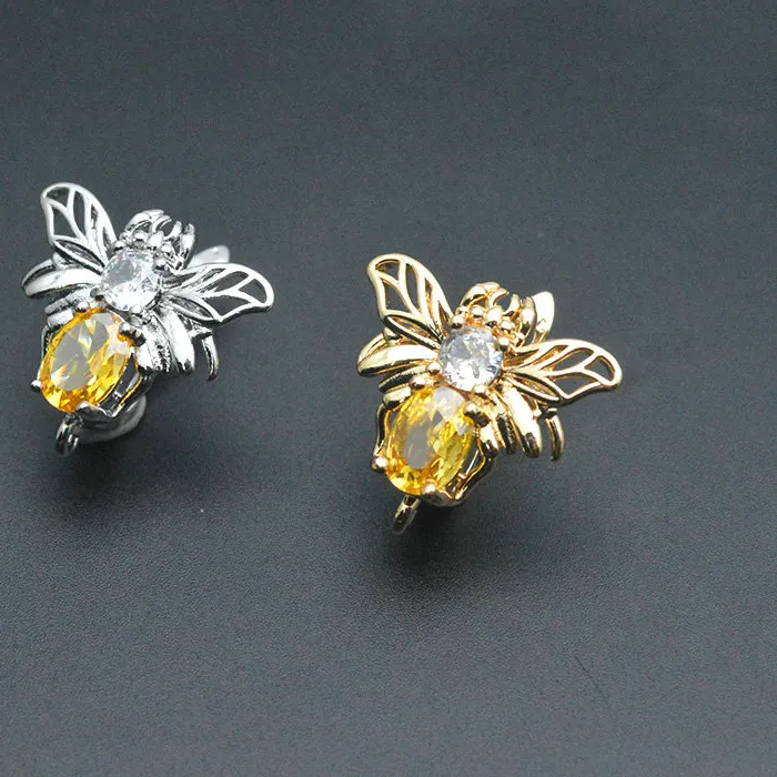 Authentic 30pc High Quality CZ Paved Animal Insect Bee Dragonfly Shape  Metal Brass Earring Hook Clasps Jewelry Findings