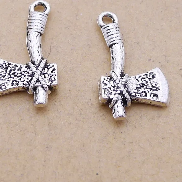 Authentic 20 Pieces/Lot 13*22mm Alloy Antique Silver Axe Charm Pendant For Necklace Bracelet Jewelry DIY Making Finding