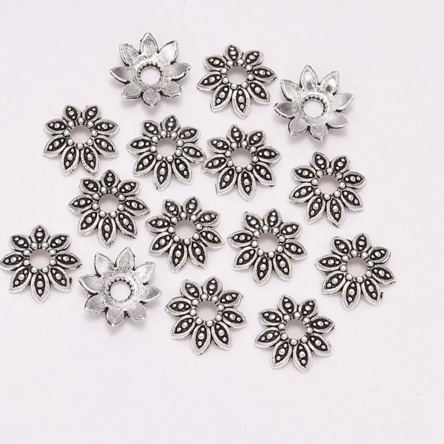 Authentic 20-100pcs/Lot 7 9 13 mm 8 Petals Antique Relief Flower Loose Sparer End Bead Caps For DIY Jewelry Making Findings Earrings