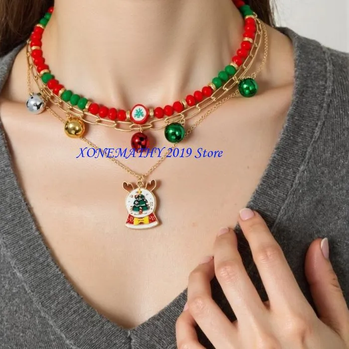 Authentic F42F Holiday Party Necklace Acrylic Beads Decoration Clavicle Chain