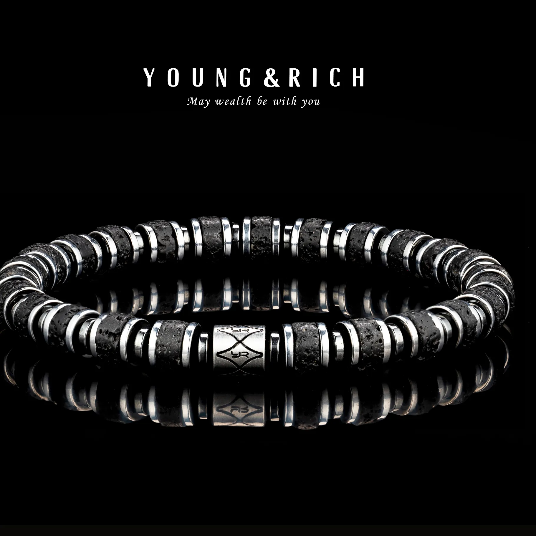 Authentic YOUNG & RICH | 6mm Men's Volcanic Lava Stone Bracelet - Matte Earthy Natural Stone Jewelry