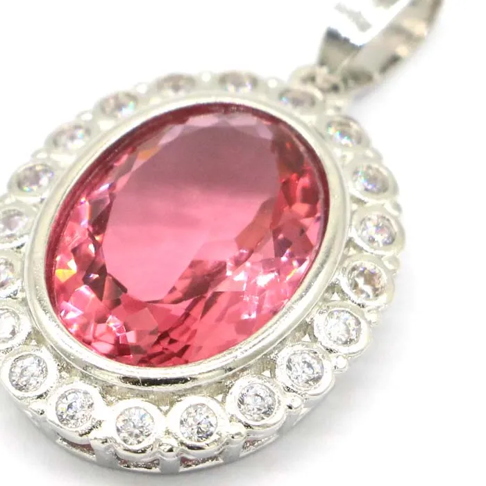 Authentic Buy 4 Get 1 Free 34x20mm Pretty 5.6g Pink Morganite Rich Blue Violet Tanzanite CZ Women Silver Pendant
