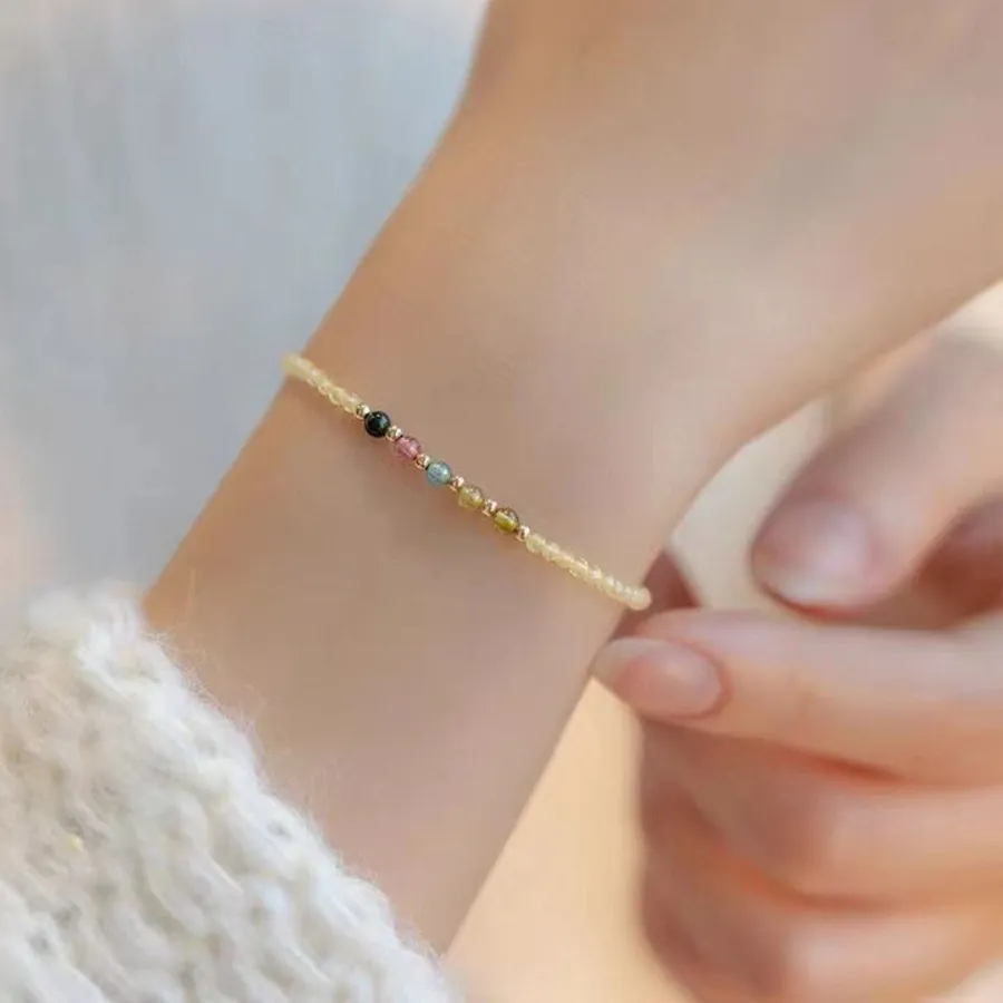 Authentic Jewelry Wealth Attraction Bracelet Beads Handmade Lucky Citrine Bracelet High-end Waterproof Citrine Get Rich Bangle