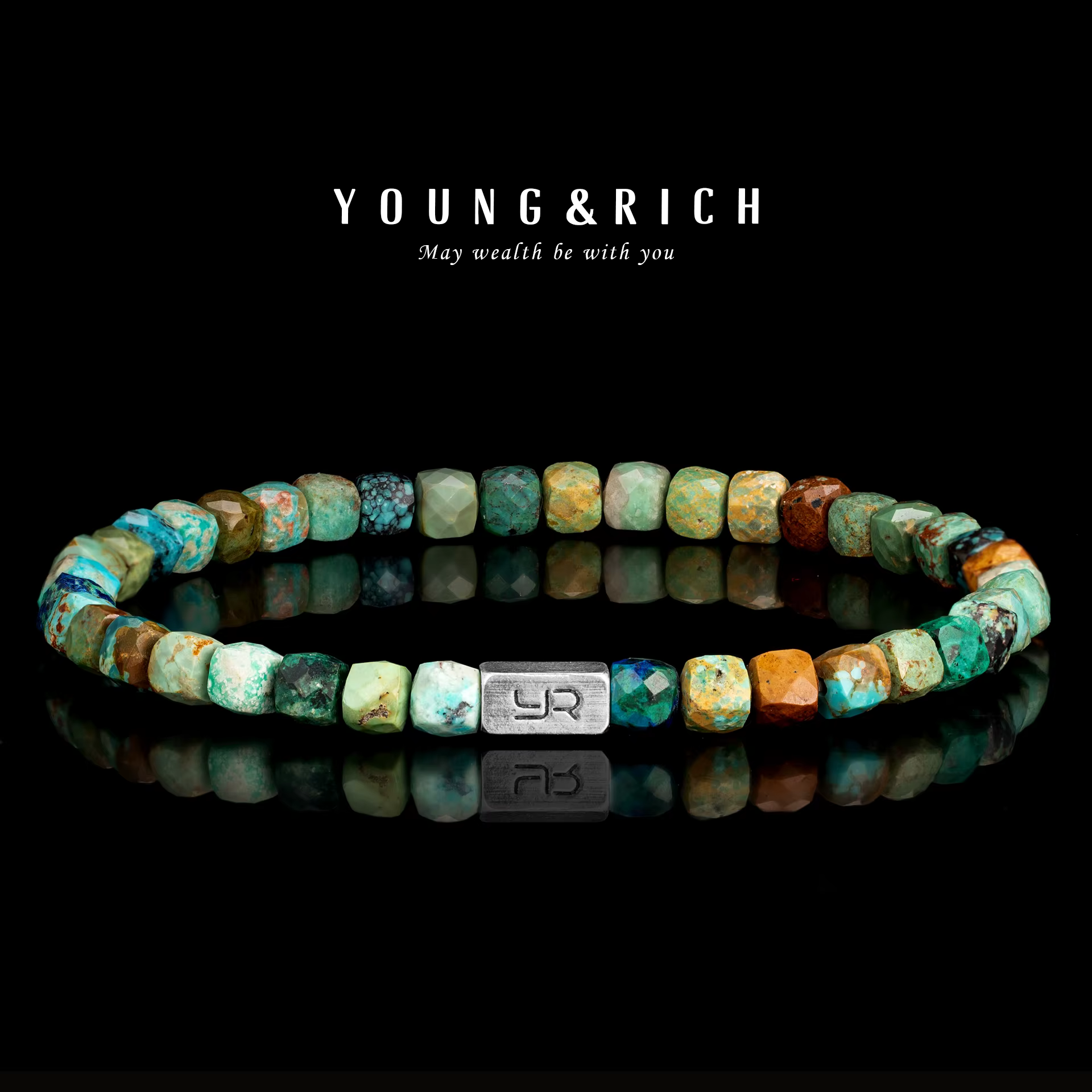 Authentic 4mm Natural Turquoise Reiki Healing Bracelet, Faceted Multicolor Stone Beaded Bohemian Yoga Jewelry for Men Women, Handmade Gift