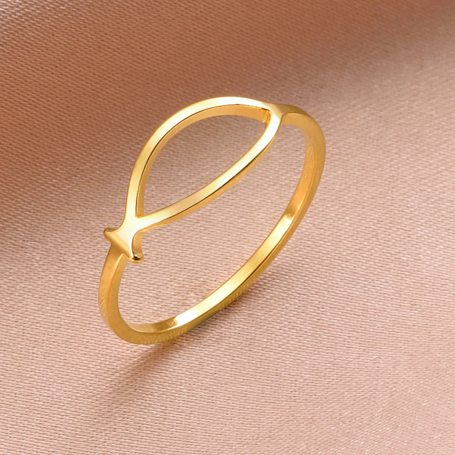Authentic COOLTIME Ichthus Jesus Fish Ring for Women Ichthys Christian Amulet Ring Minimalist Religious Jewelry Party