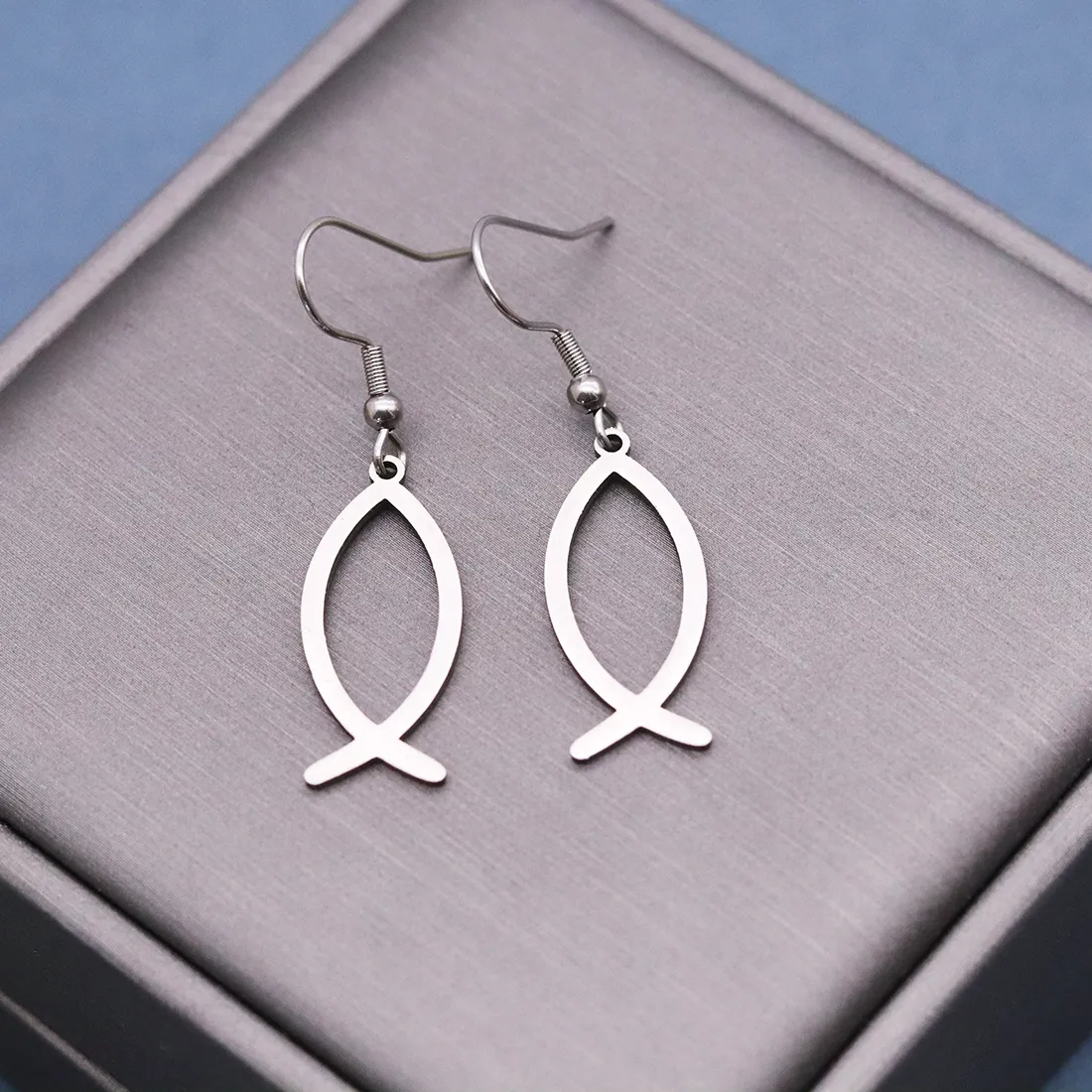 Authentic Celestial Ichthys Dangle Earrings: Spiritual Fish Emblem
