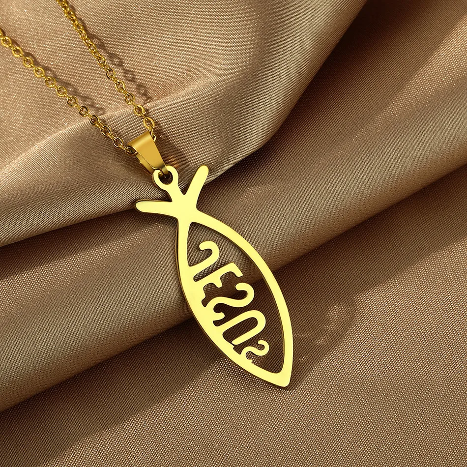 Authentic jesus fish necklace For Women Men Fish Shape Christianity Ichthys Pendant Christian Religious Jewelry