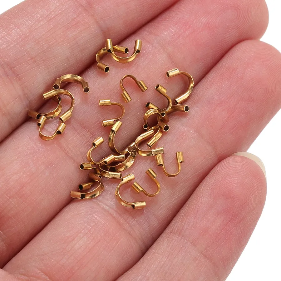 Authentic 50pcs Wire Guard Guardian Cord Protector Loops U Shape Clasps Connector For Jewelry Making Accessories