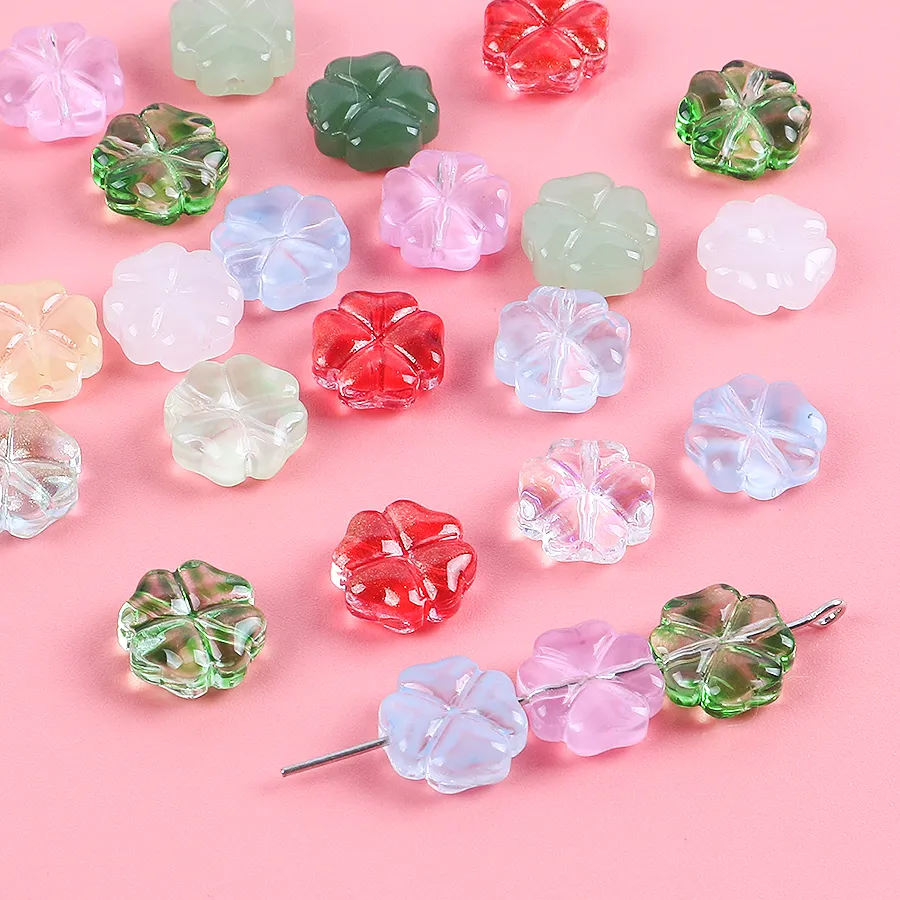 Authentic 20pcs Glass Multicoloured Leaf Loose Beads Diy Necklace Bracelet Key Chain Jewelry Making Materials Diy Accessories