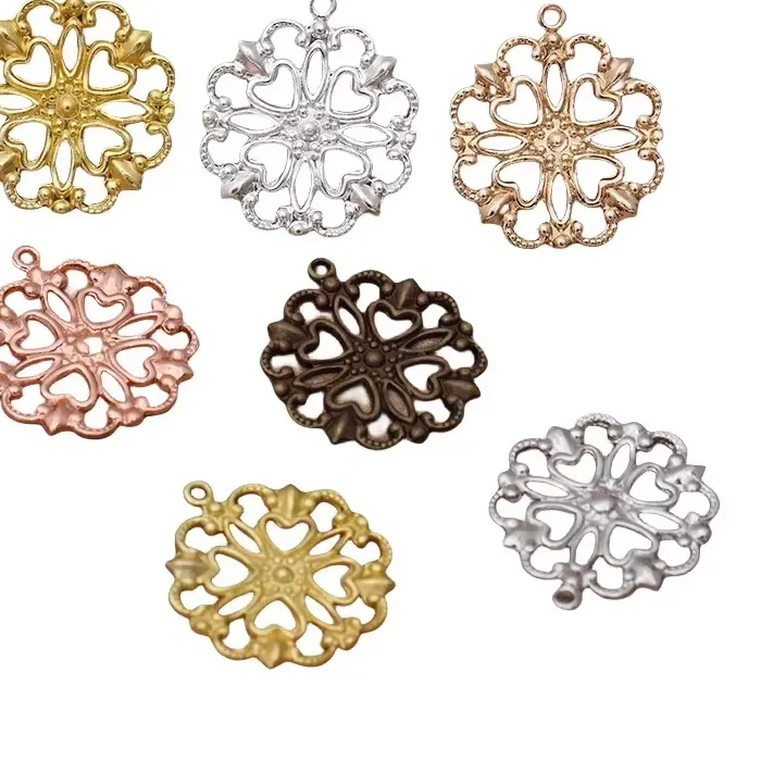 Authentic Boyute 100 16 18Mm Filigree Plate Flower Charms Diy Handmade Jewelry Materials