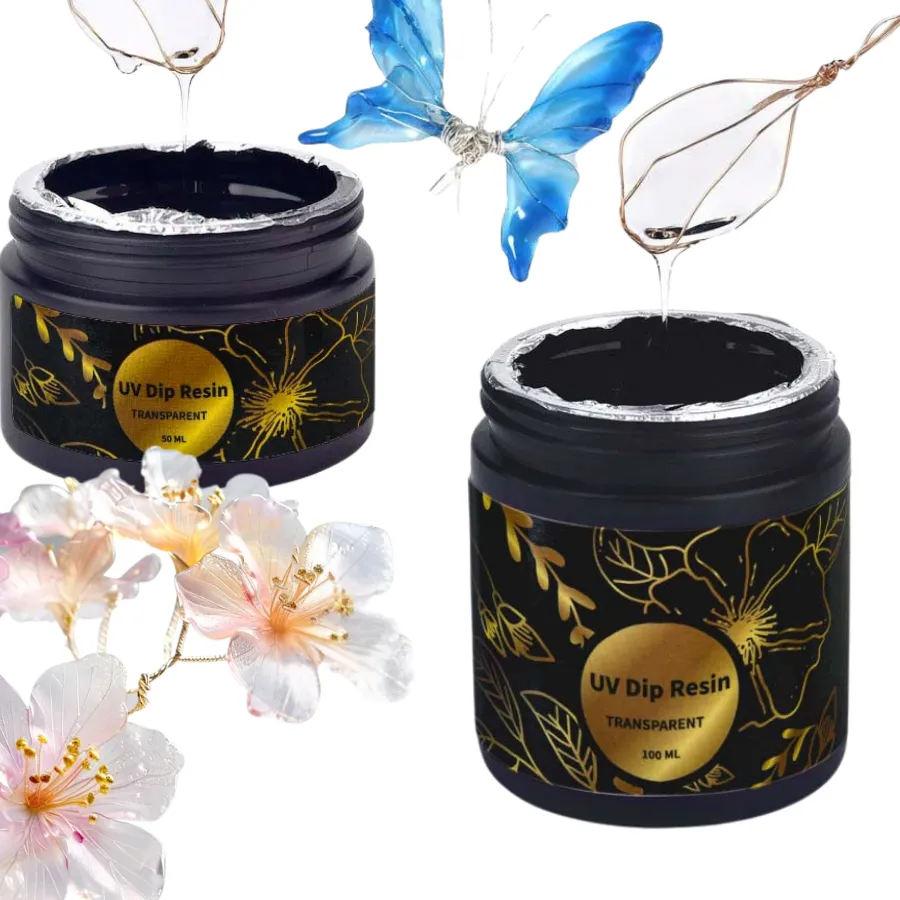 Authentic UV DIP Resin Glue Set 50/100ml DIY Crystal Wire Flower Liquid Ultraviolet Curing UV Glue Jewelry Making