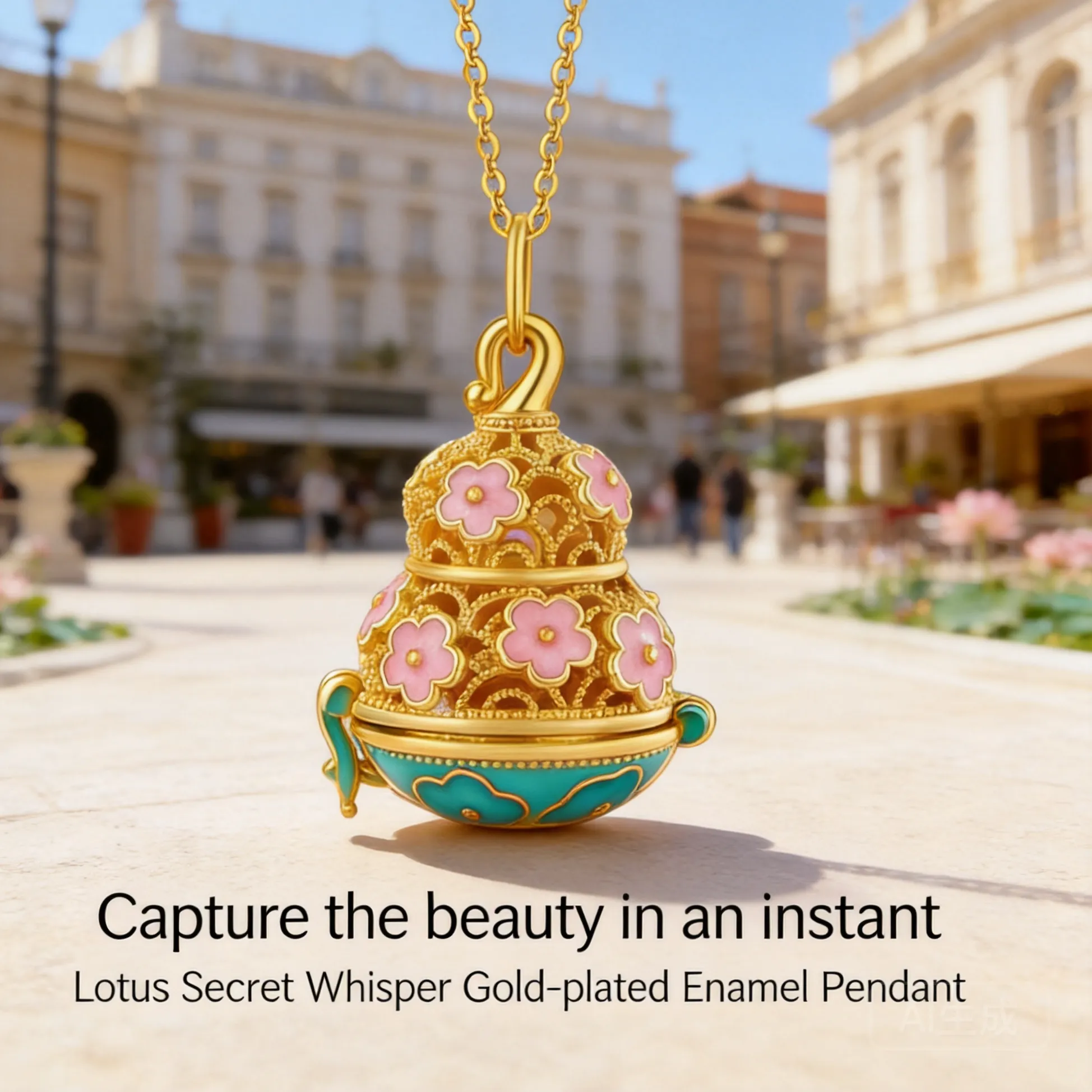 Authentic Celestial Gourd of Eternal Bloom - Ethereal Gold-Plated Filigree Amulet