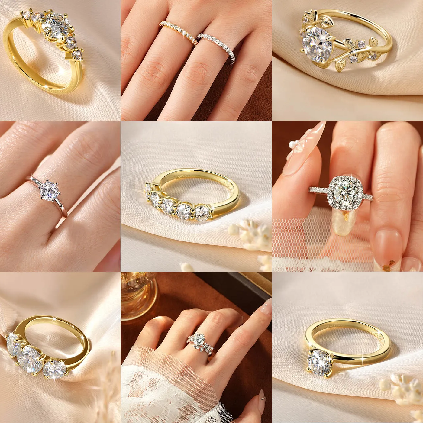 Authentic Celestinova D Color VVS1 GRA Moissanite Four Leaf Solitaire Ring 14K Gold Plated Waterproof Luxury Rings Jewelry For Women