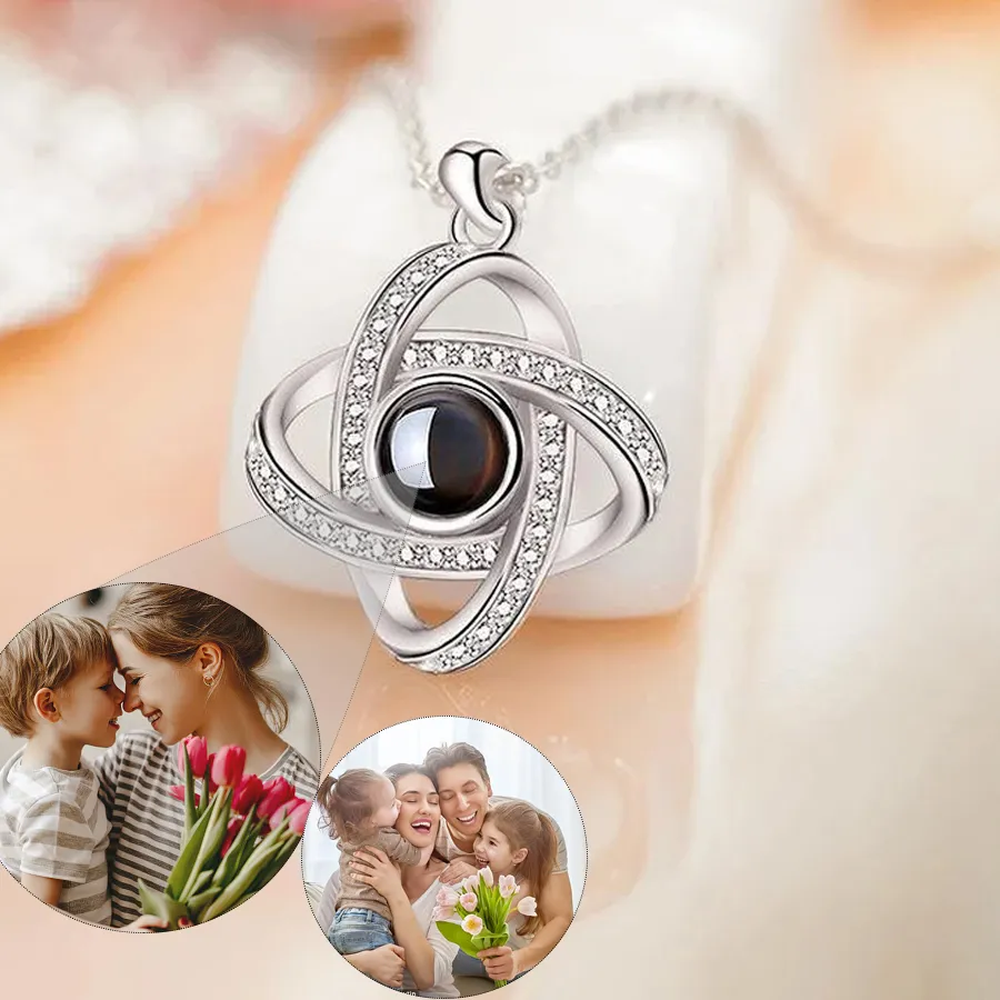 Authentic Personalized Four-Leaf Grass Photo Necklace Girlfriend Custom Photo Necklace Projection Necklace Jewelry For WomenChristmas Gift
