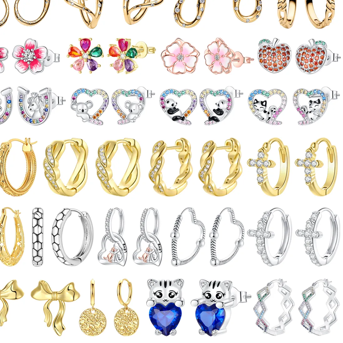 Authentic Four‑Leaf Clover Heart‑Shaped Charm – Enchanted Love Earring