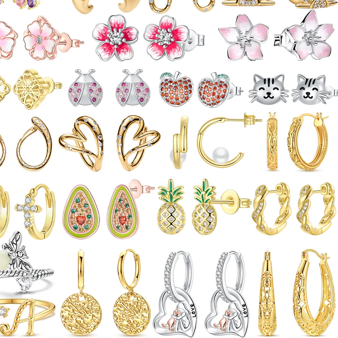 Authentic Blossoming Protection: Four-Leaf Clover Heart Earrings