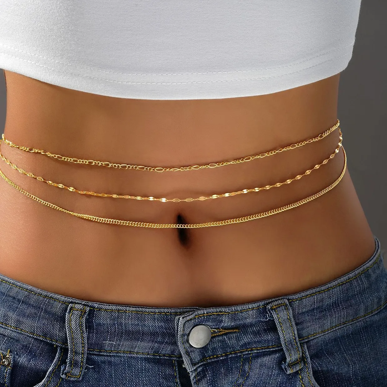Authentic 3 Pcs Sexy Multilayer Bikini Summer Belly Chain For Women Sliver Color Waist Chain Body Jewelry Female Beach Accessories