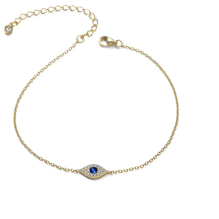 Authentic Dainty Evil Eyes anklet Adjustable Chain Jewelry Women beach jewelry 14K Gold Plated anklet