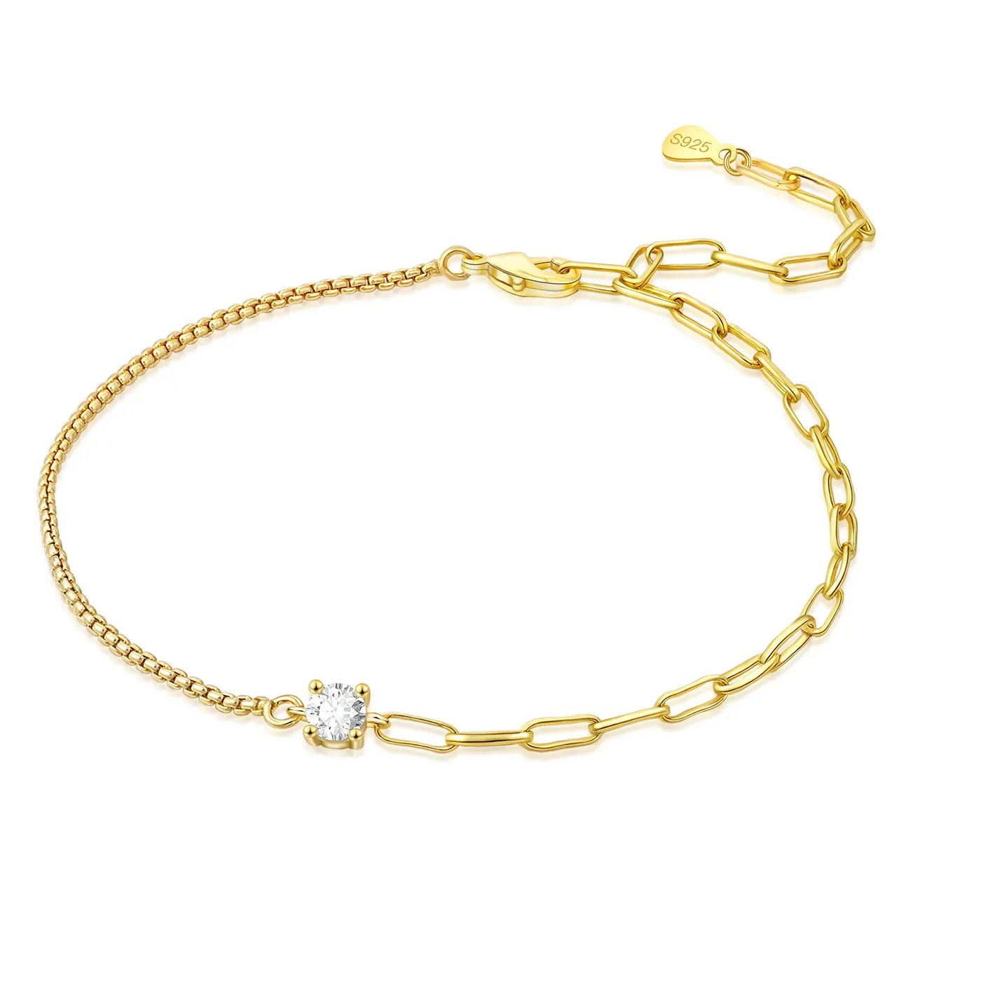 Authentic Moonlit Bohemian Anklet S925 Sterling Silver Asymmetric Chain For The Free Spirit