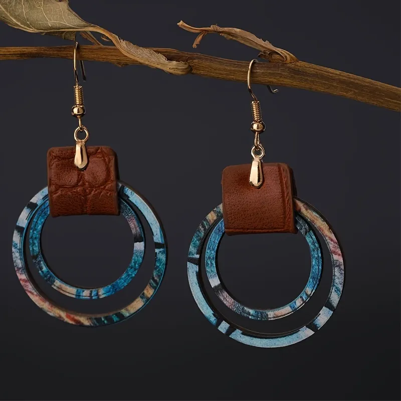 Authentic Celestial Nomad Leather Amulet Earrings