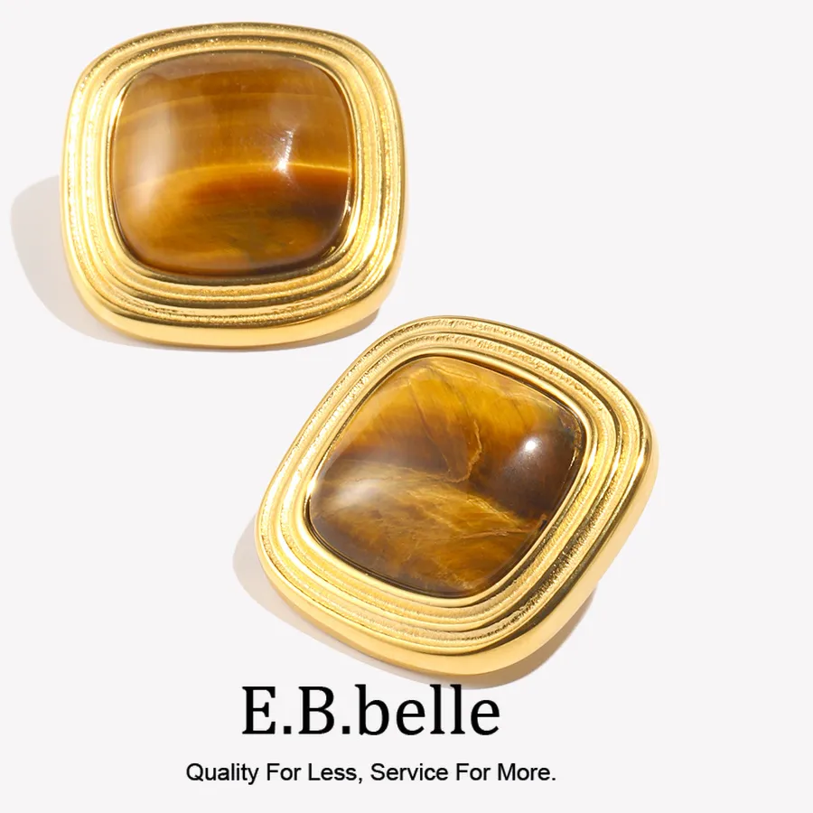 Authentic Golden Eye of the Sun: Sacred Tiger Eye Talisman Studs