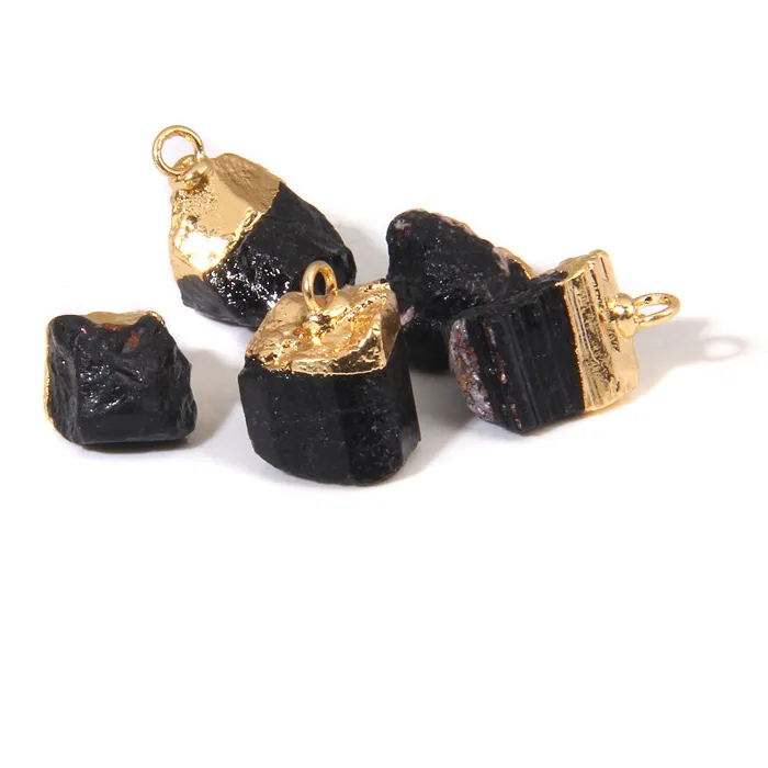 Authentic Irregular Black Tourmaline Pendant Original Rough Raw Natural Stone Quartzs Crystal Charms For Making DIY Jewelry Accessories