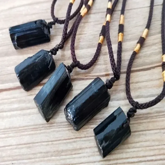 Authentic Shield of Protection: Black Tourmaline Rough Stone Pendant