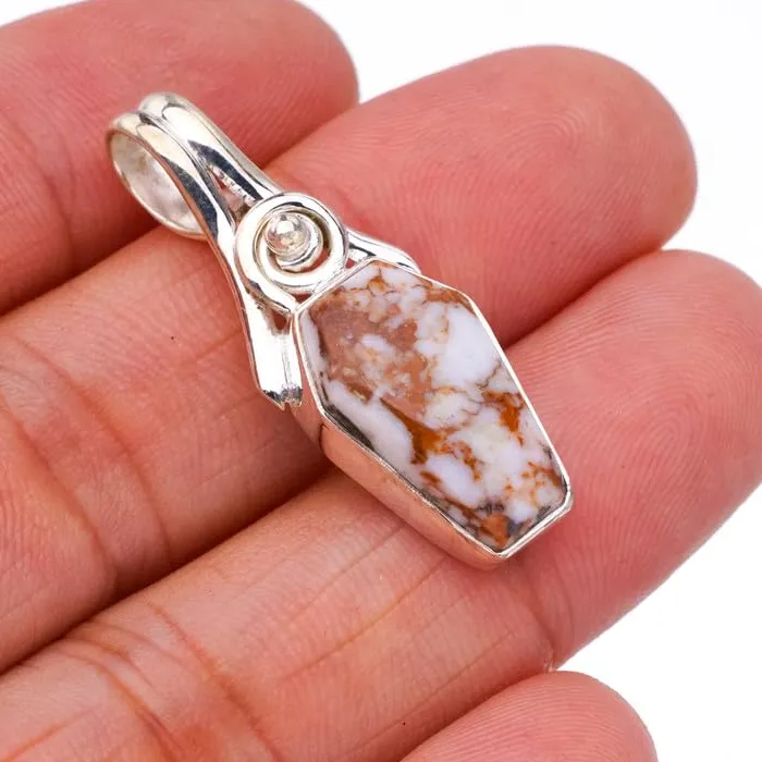 Authentic StarGems® Natural Penut Wood Jasper Handmade 925 Sterling Silver Pendant 1.5" F4912