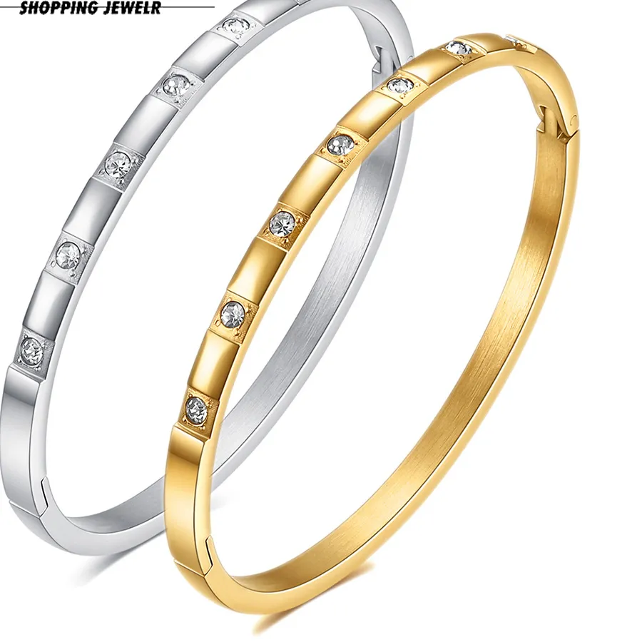 Authentic Bangle For Woman Quality Jewelry Round Zircon Woman Crystal Bracelets Daily Jewel Not Fade