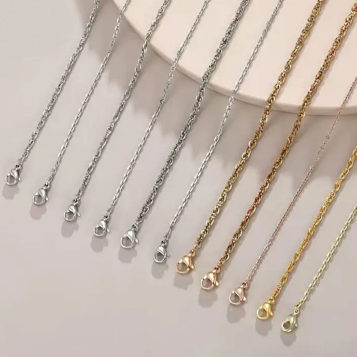 Authentic XP Jewelry --( 45 cm x 1.5 mm) 24 k 14 k Light 18 k White Gold Plated Small O Chian Necklaces for Men Women Fashion Jewelry