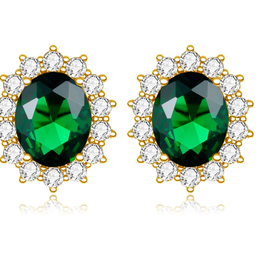 Authentic Szjinao Luxury Princess Diana Green Emerald Earrings Gold Elegant Good Quality British Jewelry For Women 2024 Trend Summer