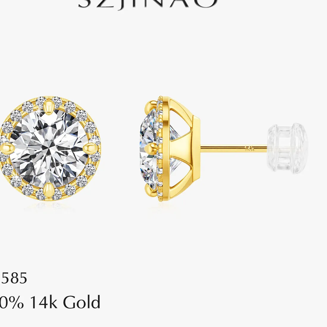 Authentic 6.5Mm Round Cut Moissanite Earrings 14K Gold Hypoallergenic Bridal Jewelry With Box