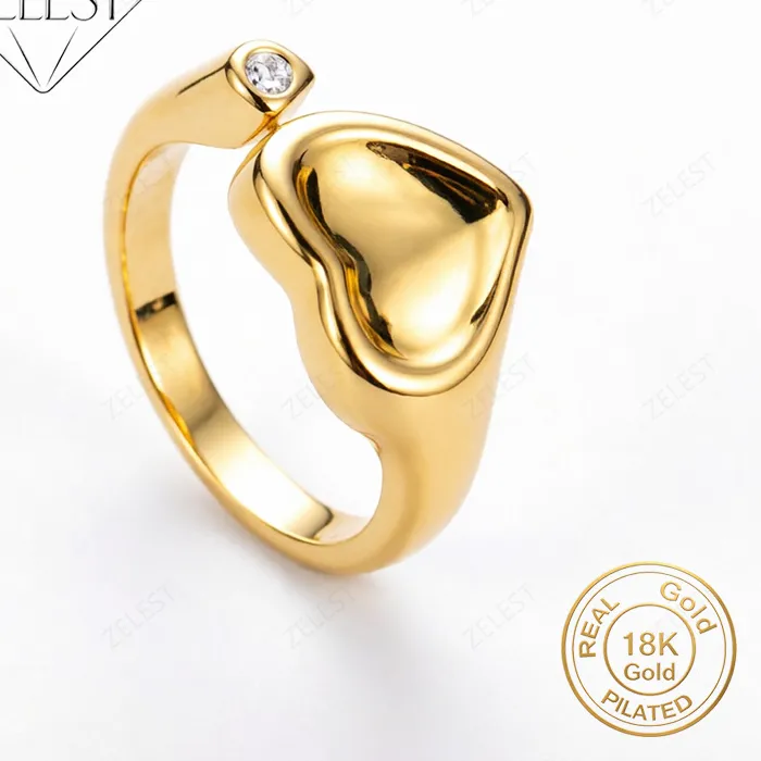 Authentic Aura of the Open Heart: Gold-Kissed Zircon Ring