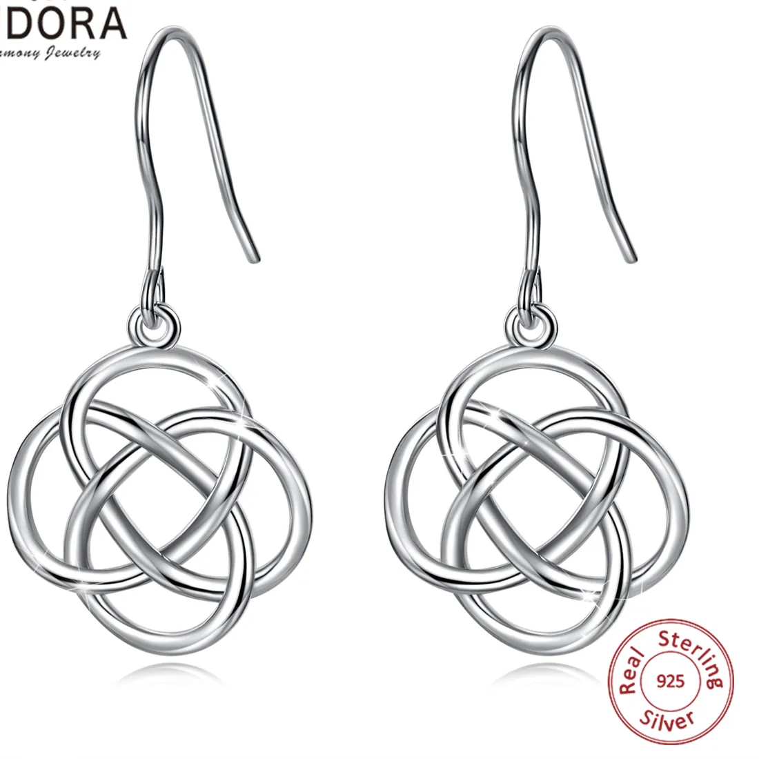 Authentic Eudora 100% 925 Sterling Silver witchcraft Knot Drop Earrings for Women Fine Irish Celtic Knot Earrings Witch Jewelry Wicca