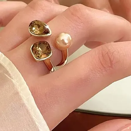 Authentic Luxury Vintage Niche Design Tree Branch Maple Leaf Double Layer Ring Women Men Light Luxury White Gemstone Holiday Party Jewelry