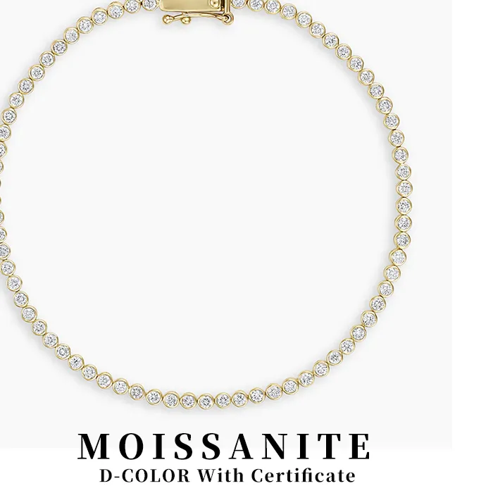 Lnngy Bezel 2.5Mm 3Mm Round Moissanite Tennis Bracelet Exquisite 14K Gold Filled Bracelet Hand Chain Jewelry