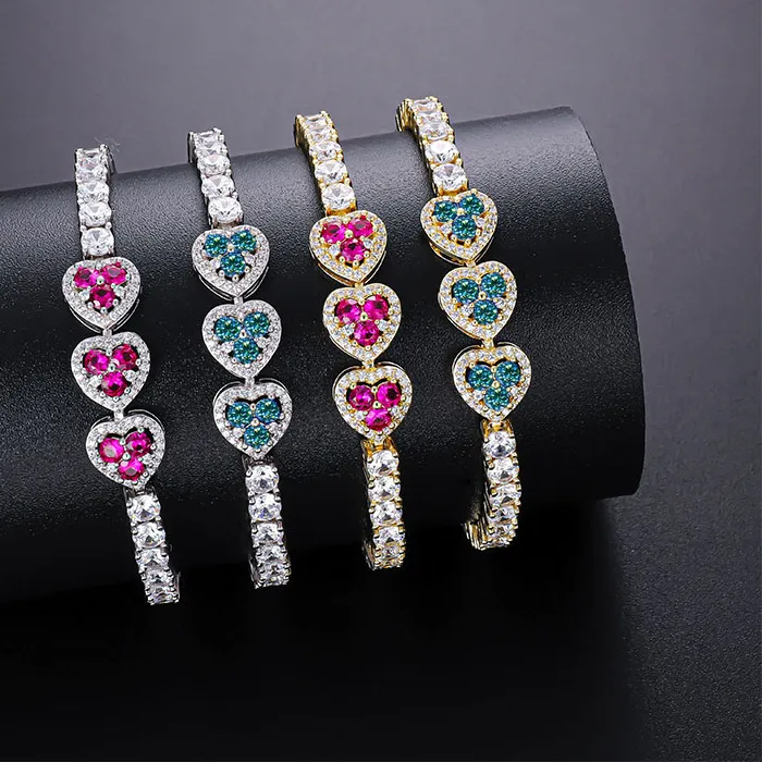 Authentic Lnngy Brilliant Clear/Purple/Rose Red 3.5mm Round Moissanite Bracelet For Women Exquisite Tennis Bracelets Dazzling Jewelry Gift