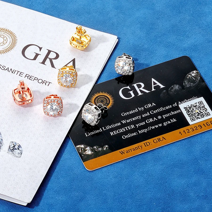 Authentic Celestial Halo Moissanite Studs – Radiant Silver Guardians