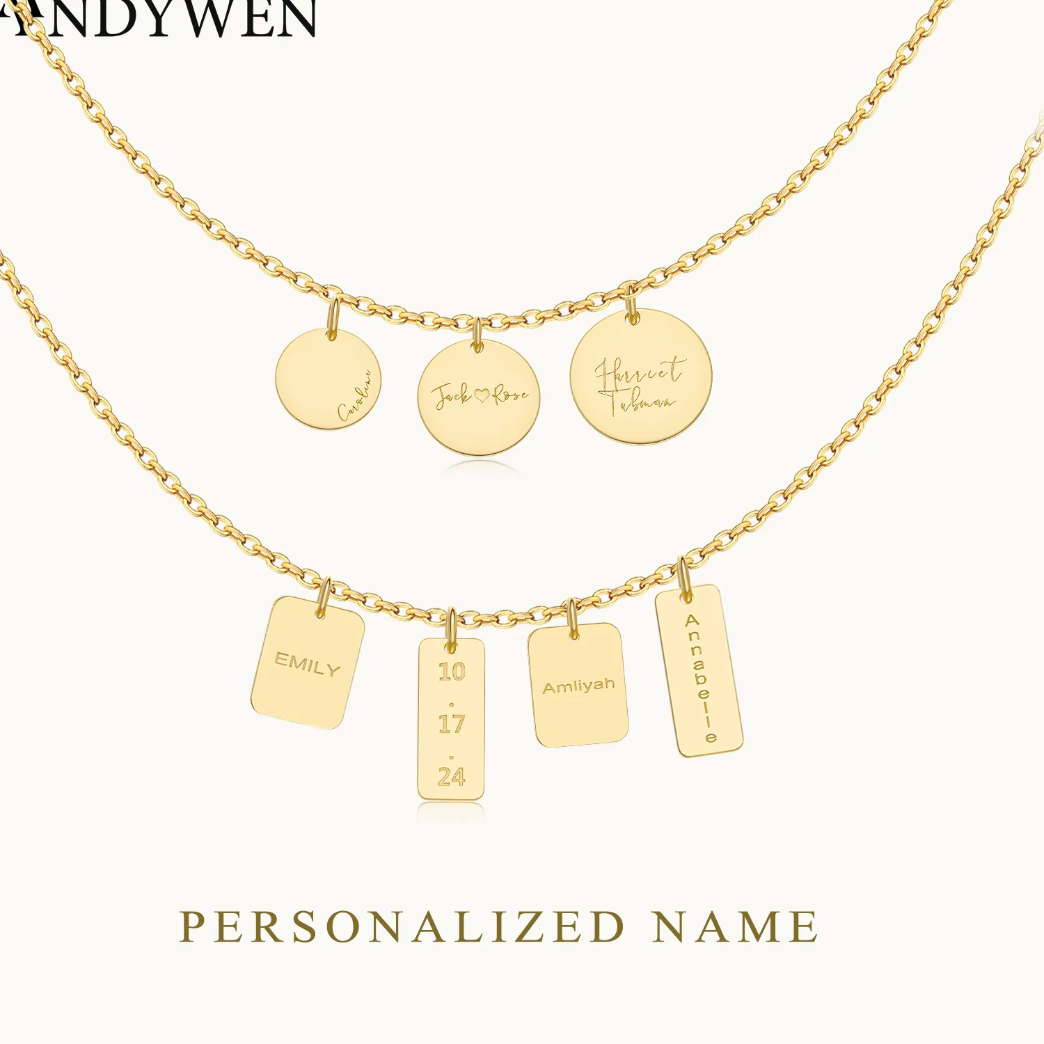 Authentic ANDYWEN 925 Sterling Silver Personalized Name Engraved Letter Necklace Pendant Birthday Valentines Anniversary Jewelry