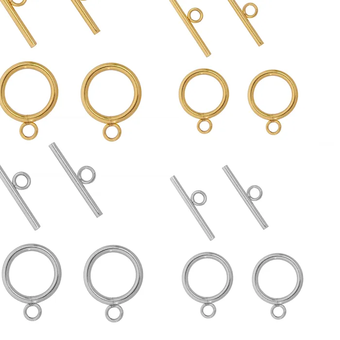 Authentic 4 Sets Stainless Steel OT Toggle Clasps Toggle Clasps Buckle Connectors For DIY Bracelet Necklace Jewelry Making Finding Supplie