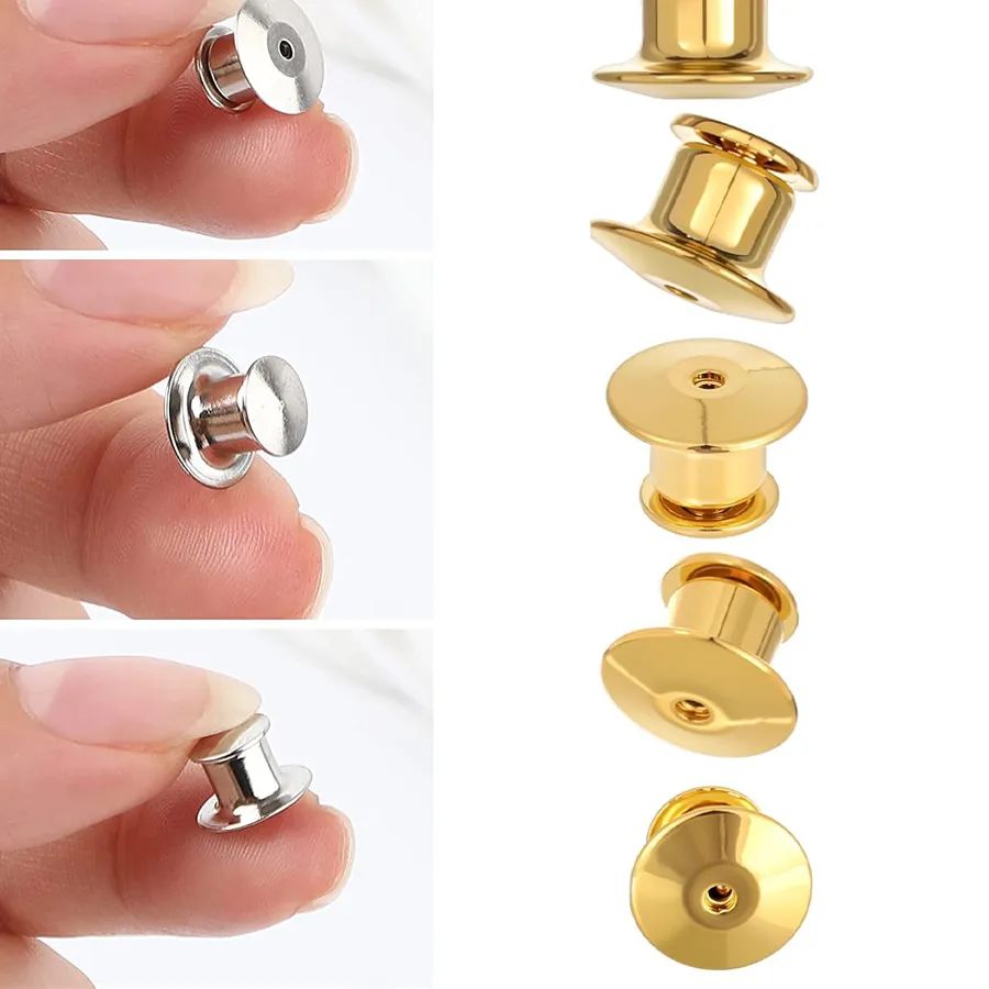 Authentic 100Pcs Black Metal Locking Pin Backs For DIY Brooches Badge Badge Name Tag Safety Pins Jewelry Making Accessories