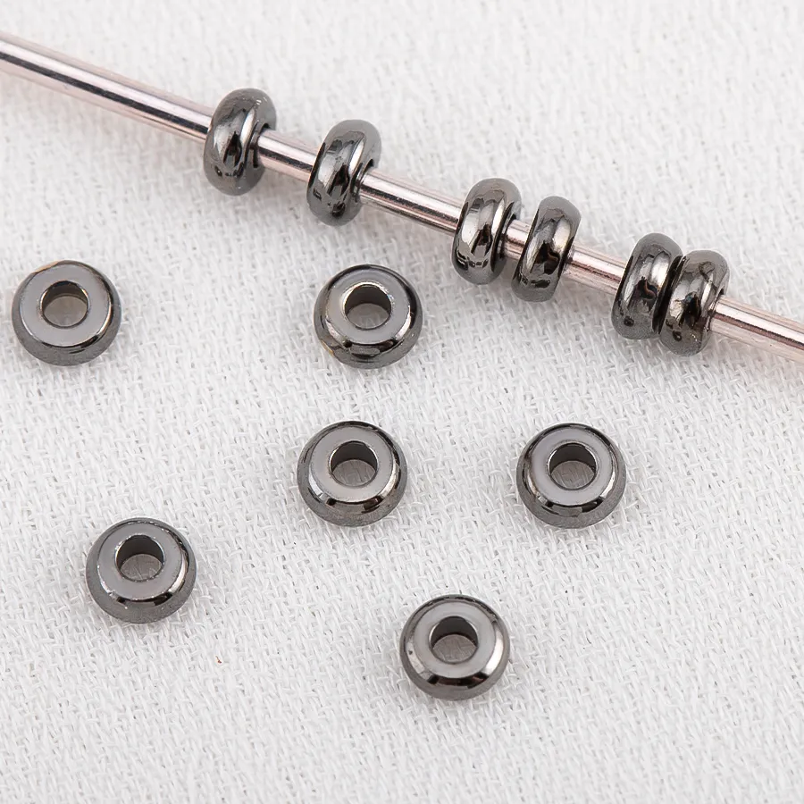 Authentic 50pcs 100pcs 3mm Black Plated ​ Spacers For Beads Flat Round Bead for Jewelry Handmade Beads Component Necklaces Findings