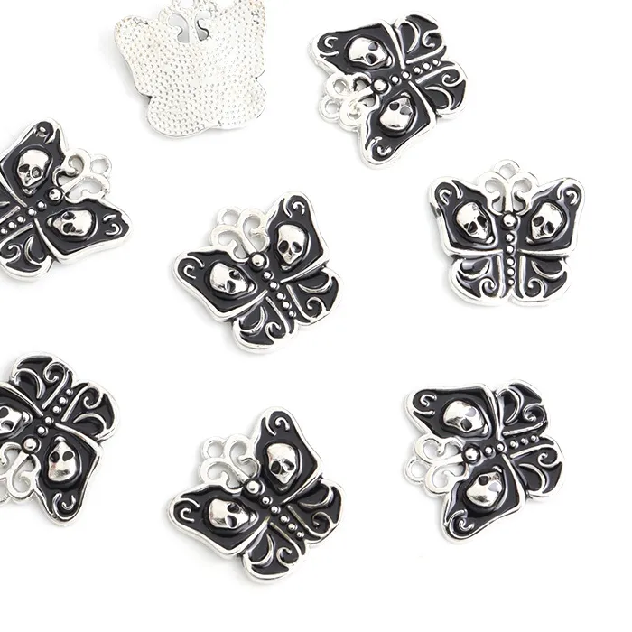 Authentic 8Skull ButterflyDIYGothic-style jewelry accessories: single pendant with oil-drip black and white death-themed headband, pendant