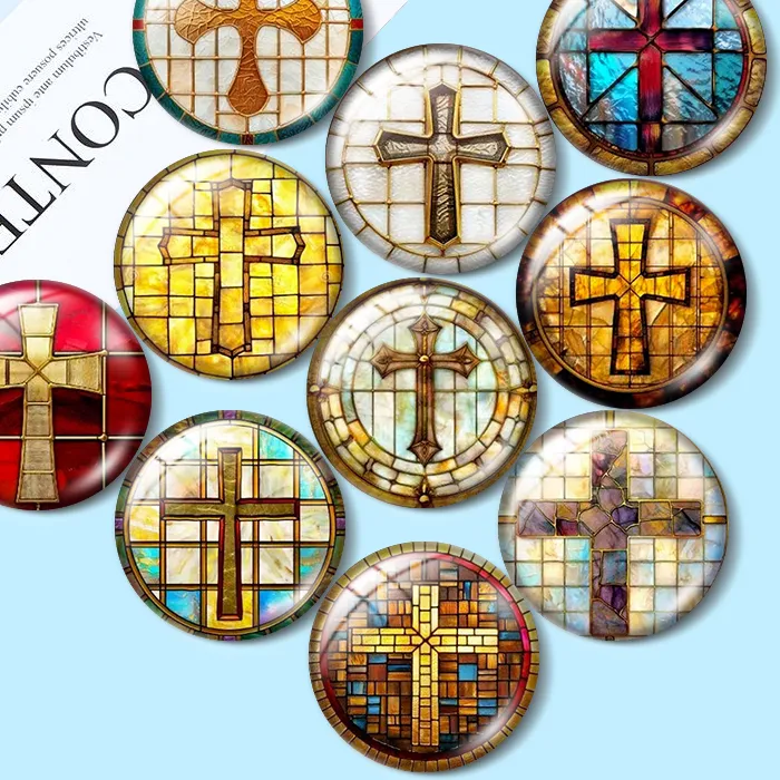 Authentic Sacred Watercolor Cross Cabochon - Visionary Astral Focus Amulet