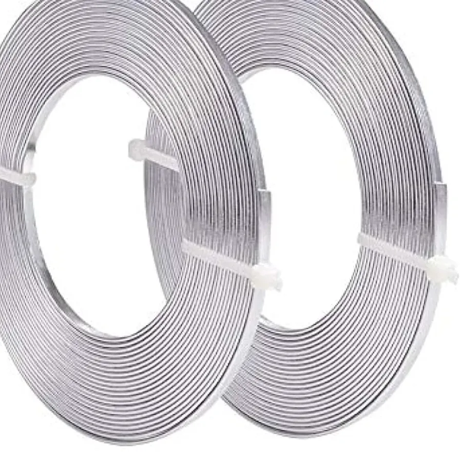 Authentic 2 Rolls 3mm Wide Flat Jewelry Craft Wire 18 Gauge Aluminum Wire for Bezel Jewelry Making, Sculpting, Armature Craft Silver Color