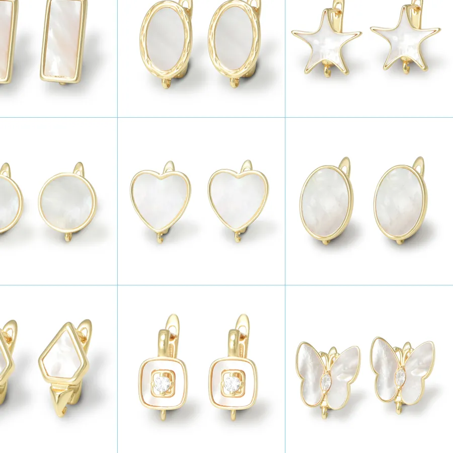 Authentic 1 Pair 18K Gold Plated Natural Shell Earring Hooks Finding Accessories For Needlework Woman Earrings Handmade Jewelry Making