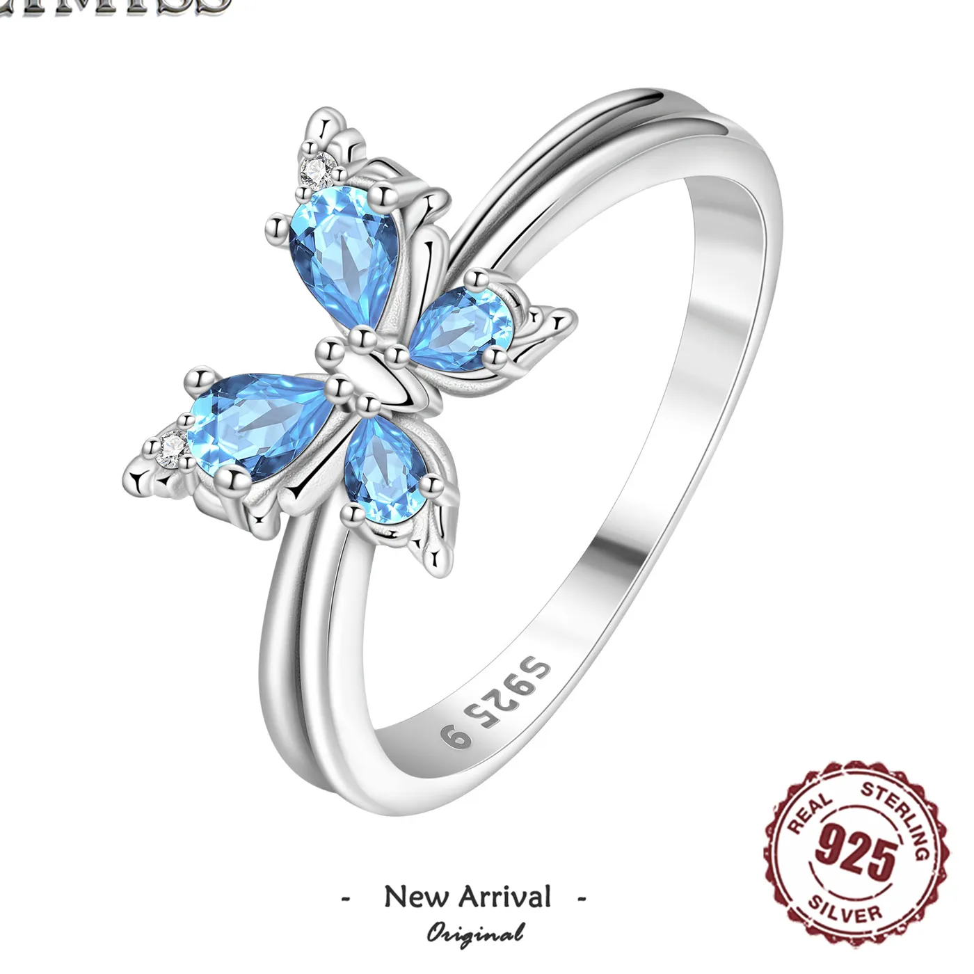 Authentic Elegant 925 Sterling Silver Butterfly Ring Sparkling Cubic Zirconia Minimalist Fine Jewelry For Women Wedding Party Daily Wear