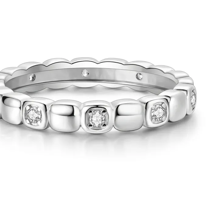 Authentic Original 925 Sterling Silver Sparkling Square Ring For Women Girls Jewelry Birthday Anniversary Gifts