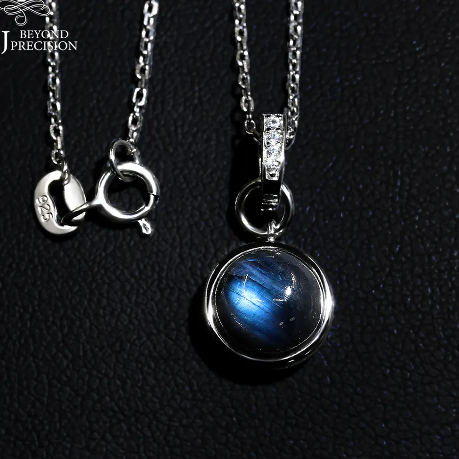Authentic 2026, Simple natural Labradorite Necklace Ladies 925 Silver elegant designed boutique jewelry for anniversary parties